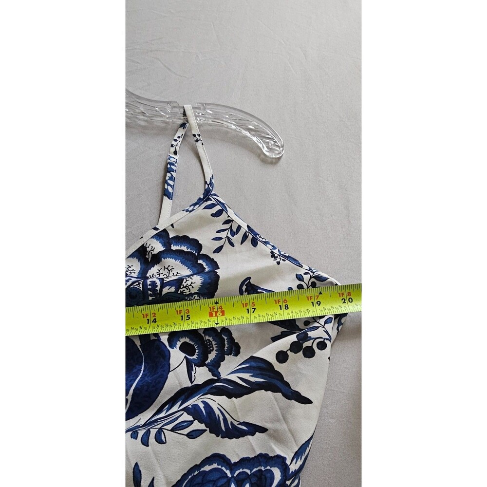 Emery Rose Women’s 1XL Blue White Floral Romper Adjustable Straps Elastic Waist - Picture 8 of 8